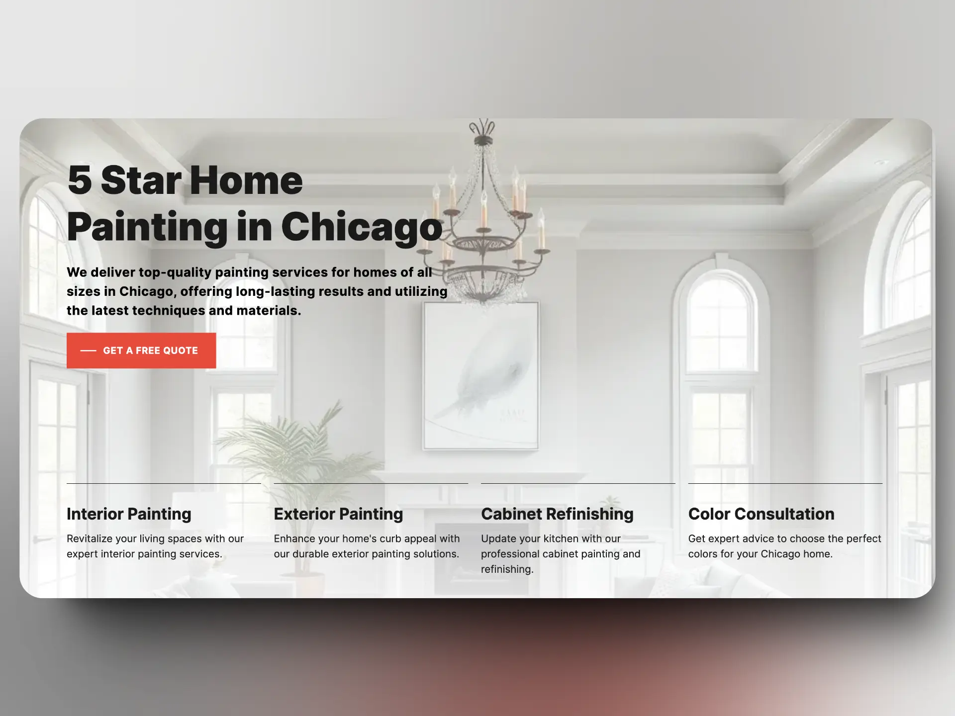 Chicago Residential Painters website design template showcasing a modern layout tailored for residential painting services